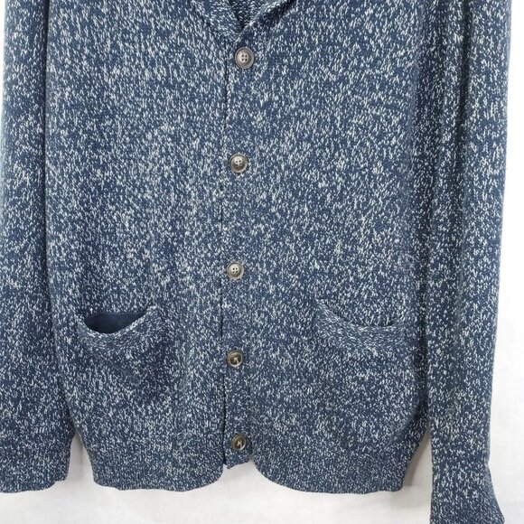 Brooklyn Calling Cardigan Men's M Grandpa Sweater Shawl Collar Blue White Fleck - Picture 8 of 15